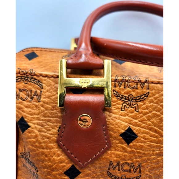 ✨️EUC MCM Cognac Monogram Visetos Boston Hand Bag ✨️ - Picture 9 of 16